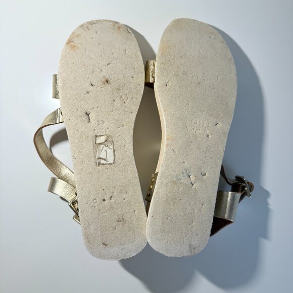 Free People Women's Gold Wood and Leather Sandals Size 7.5 Bohemian Girly - Picture 9 of 11